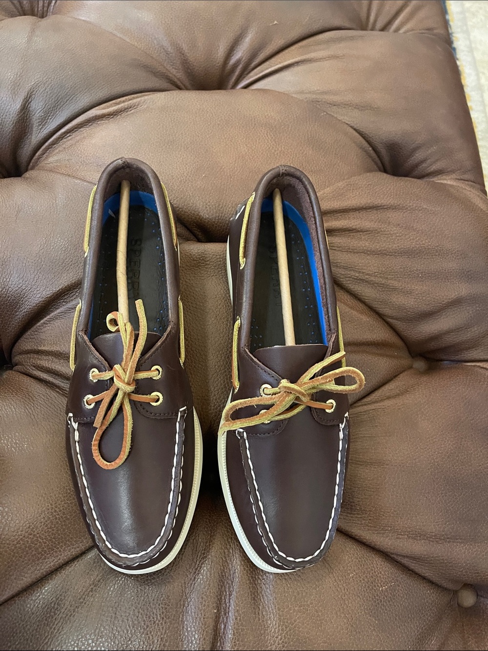 Sperry Brown Leather 2-Eye Boat Shoe with Tan Laces